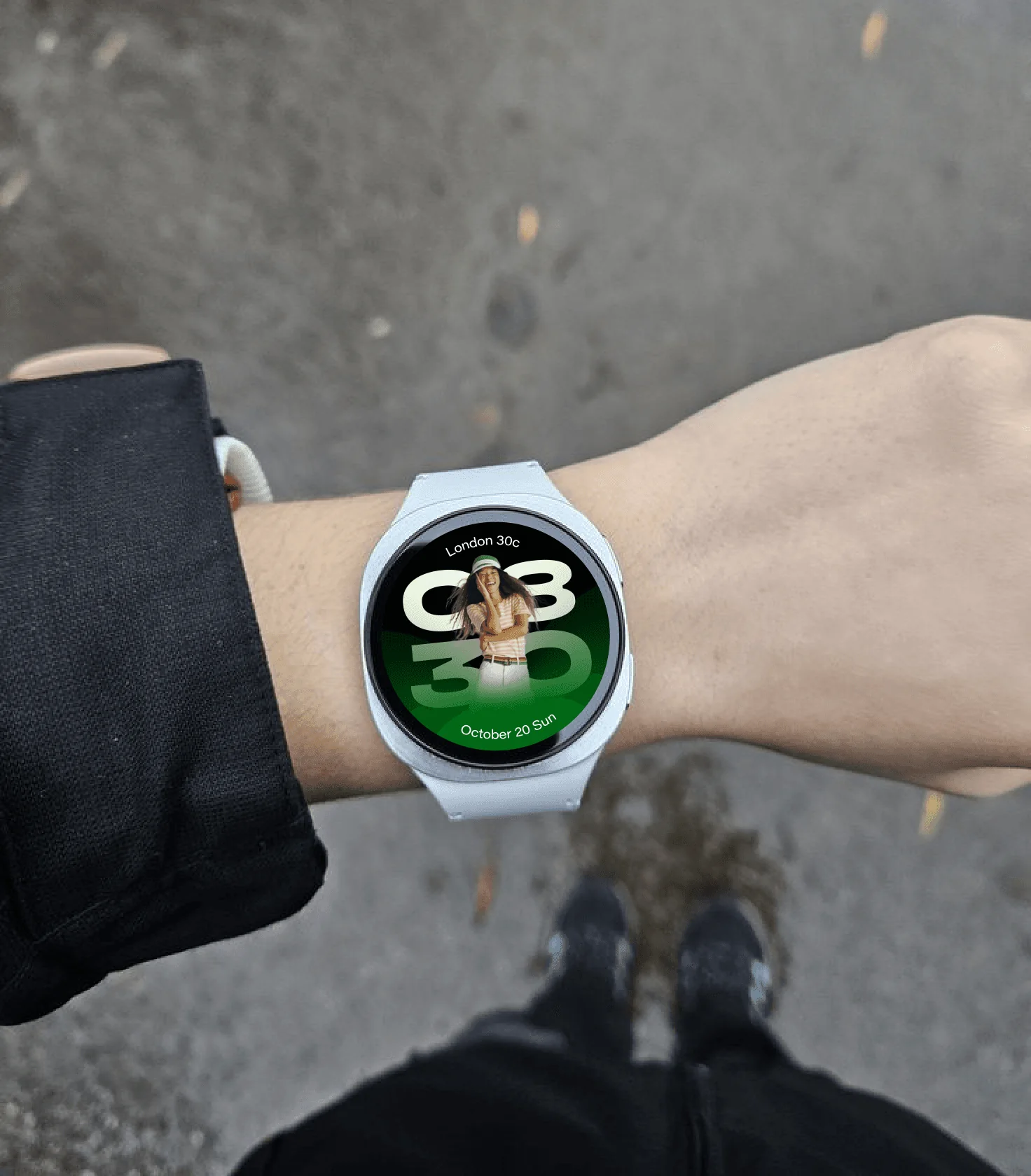 Simple Photo watch face on a wrist